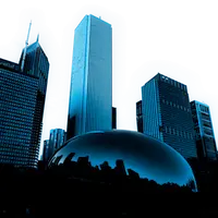 The Bean and Chicago skyline filtered in blue tones